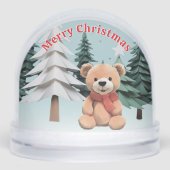 Schattigee Teddy Merry Christmas Custom Bericht Sneeuwbol (Voorkant)