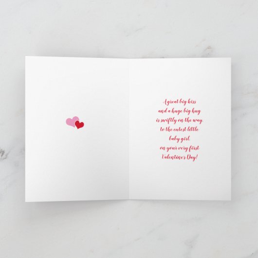 Schattigee teddy op Baby Girl's 1st Feestdagen Kaart (Binnen)