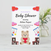Schattigee Teddy speelgoed Custom Baby Boy Shower  Kaart (Staand voorkant)