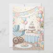 Schattigee Teddy speelgoed Custom Baby Boy Shower  Kaart (Achterkant)