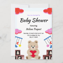Schattigee Teddy speelgoed Custom Baby Boy Shower Kaart