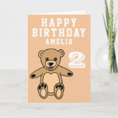 Schattigee Teddybeer 2e Verjaardag Gelukkige Verja Kaart (Voorkant)
