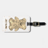 Schattigee Teddybeer aangepaste tekst Bagagelabel (Voorkant horizontaal)