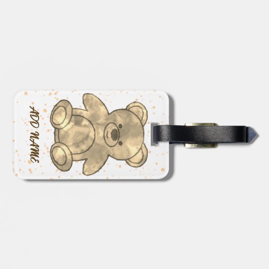 Schattigee Teddybeer aangepaste tekst Bagagelabel (Achterkant horizontaal)