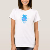 Schattigee teddybeer aangepaste tekst blauw t-shirt (Voorkant)