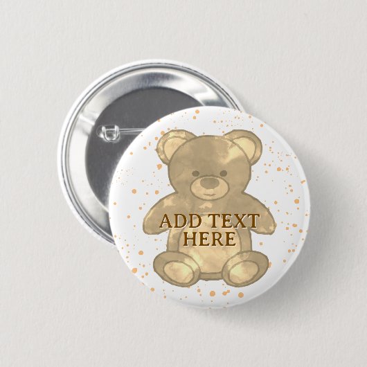 Schattigee Teddybeer aangepaste tekst Ronde Button 5,7 Cm (Voorkant /achterkant)