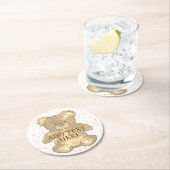 Schattigee Teddybeer aangepaste tekst Ronde Kartonnen Onderzetter (Insitu)