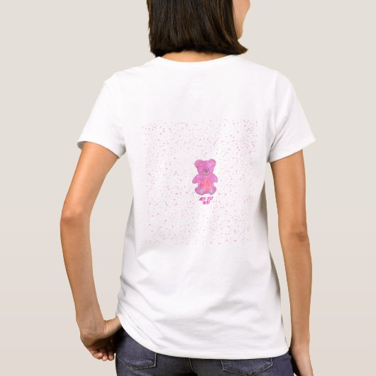 Schattigee Teddybeer aangepaste tekst T-shirt (Achterkant)