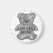 Schattigee Teddybeer aangepaste tekst zwart en wit Magneet (Voorkant)