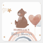 Schattigee teddybeer Afro-Amerikaanse jongens baby Vierkante Sticker (Voorkant)