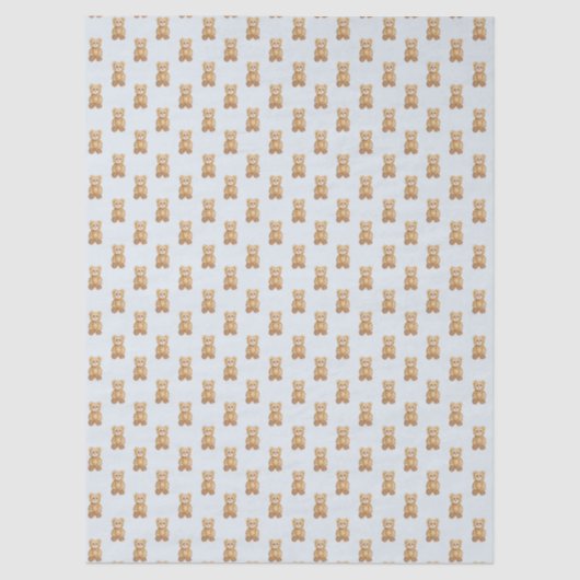 Schattigee teddybeer baby blauw Baby shower Tissuepapier (Voorkant)