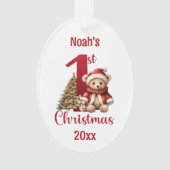 Schattigee Teddybeer Baby Boy 1e Kerstmis Ornament (voorkant)