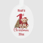 Schattigee Teddybeer Baby Boy 1e Kerstmis Ornament (achterkant)