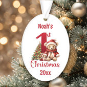 Schattigee Teddybeer Baby Boy 1e Kerstmis Ornament