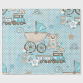 Schattigee teddybeer baby boy douche blauw cadeaupapier (Vlak)