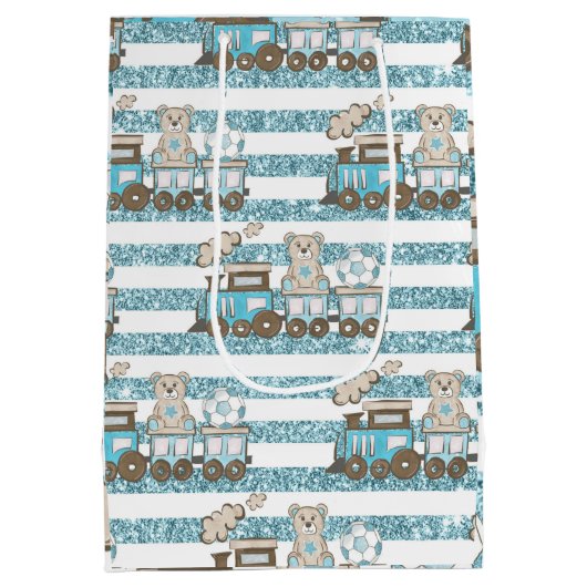 Schattigee teddybeer baby boy douche blauw medium cadeauzakje (Achterkant)