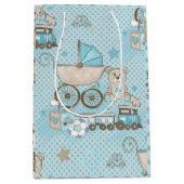 Schattigee teddybeer baby boy douche blauw medium cadeauzakje (Voorkant)