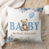 Schattigee teddybeer Baby Boy Kwekerij Blauwe Boho Kussen (Deken)