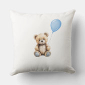 Schattigee teddybeer Baby Boy Kwekerij Blauwe Boho Kussen (Achterkant)
