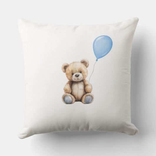Schattigee teddybeer Baby Boy Kwekerij Blauwe Boho Kussen (Achterkant)