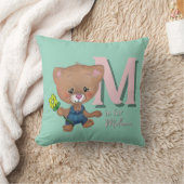 Schattigee teddybeer Baby Roze Blauwgroen Kussen (Deken)