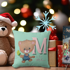 Schattigee teddybeer Baby Roze Blauwgroen Kussen