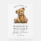 Schattigee teddybeer Baby shower acryl welkomstbor Acryl Bord (Voorkant)
