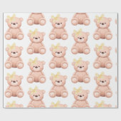 Schattigee teddybeer baby shower kind Verjaardag Cadeaupapier (Vlak)