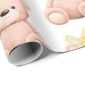 Schattigee teddybeer baby shower kind Verjaardag Cadeaupapier (Rol Hoek)