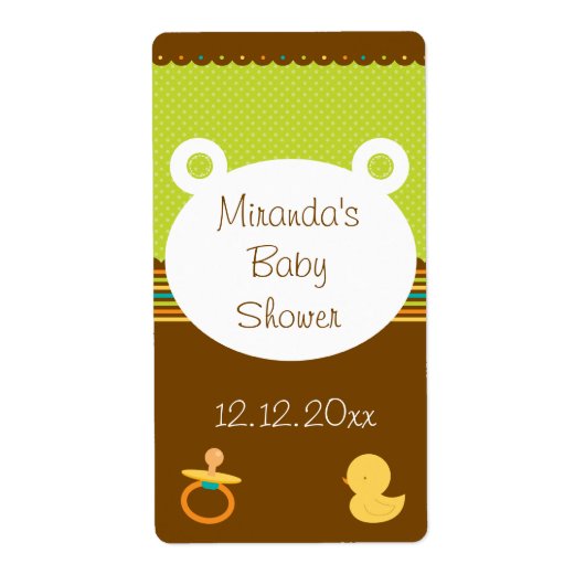 Schattigee teddybeer Baby shower labels (Voorkant)