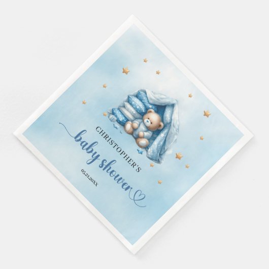 Schattigee teddybeer baby shower servetten (Hoek)