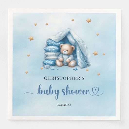 Schattigee teddybeer baby shower servetten (Voorkant)