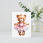 Schattigee teddybeer ballerina dansballet feestdagenkaart (Staand voorkant)