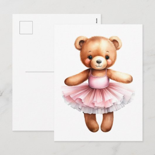 Schattigee teddybeer ballerina dansballet feestdagenkaart (Voorkant / Achterkant)