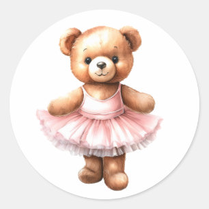 Schattigee teddybeer ballerina dansballet ronde sticker