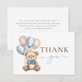 Schattigee teddybeer ballonnen | Blue Boy-Baby sho Bedankkaart (Voorkant / Achterkant)