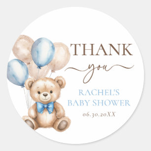 Schattigee teddybeer ballonnen   Blue Boy-Baby sho Ronde Sticker
