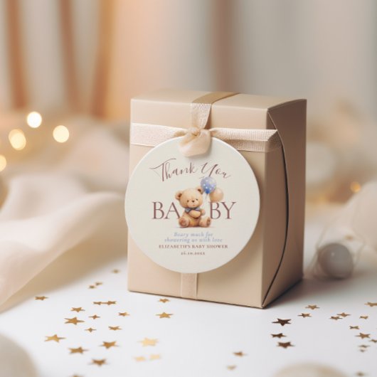 Schattigee teddybeer ballonnen Boho Blue Roos Flor Bedankjes Labels