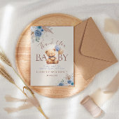 Schattigee teddybeer ballonnen Boho Blue Roos Flor Bedankkaart