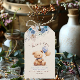 Schattigee teddybeer ballonnen Boho Blue Roos Flor Cadeaulabel