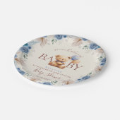 Schattigee teddybeer ballonnen Boho Blue Roos Flow Papieren Bordje (Gekanteld)