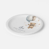 Schattigee teddybeer & ballonnen jongen Baby showe Papieren Bordje (Gekanteld)