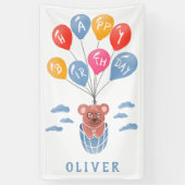 Schattigee teddybeer ballonnen jongen verjaardagsf spandoek (Verticaal)