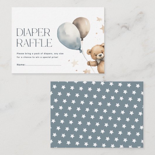 Schattigee teddybeer & ballonnen jongensluier lote informatiekaartje (Voorkant / Achterkant)