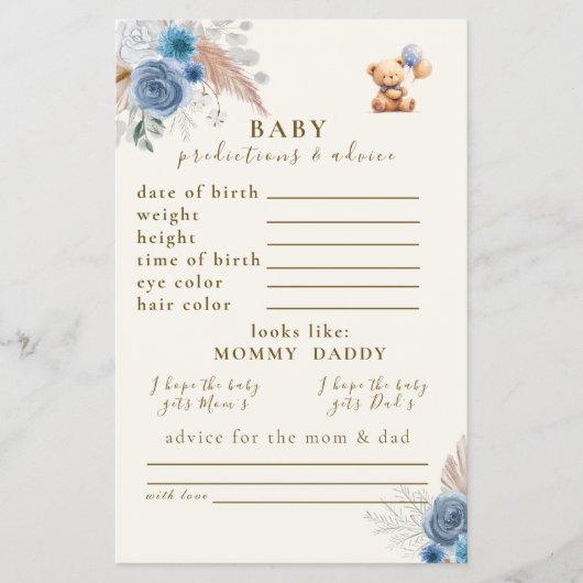 Schattigee teddybeer ballonnen voorspellingen en a flyer (Voorkant)