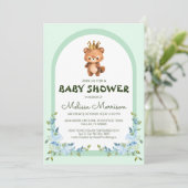 Schattigee teddybeer blauw Baby shower Kaart (Staand voorkant)