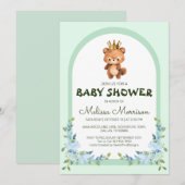 Schattigee teddybeer blauw Baby shower Kaart (Voorkant / Achterkant)