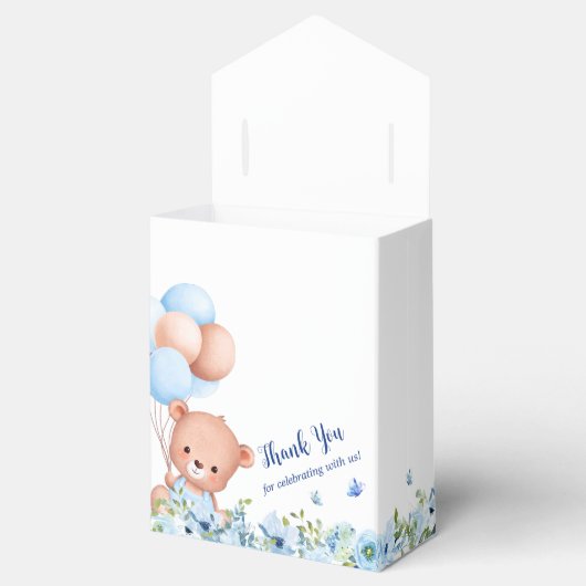 Schattigee teddybeer blauw ballons jongens Baby sh Bedankdoosjes (Geopend)