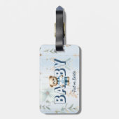 Schattigee teddybeer blauw bloemig mooi bagagelabel (Achterkant verticaal)