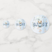 Schattigee teddybeer blauw bloemig mooi feest confetti (Achterkanten)